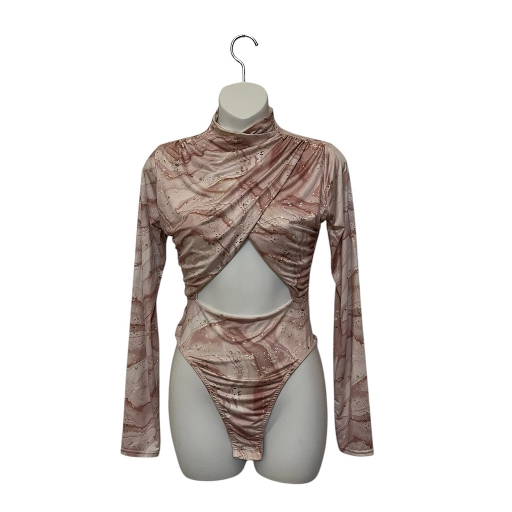 Pastel and gold Missguided 6 tummy cutout bodysuit one piece